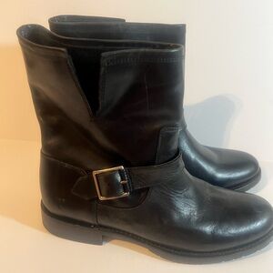 Frye Natalie Engineer Short Women's Size 11B US Black Leather Buckle Moto Boots